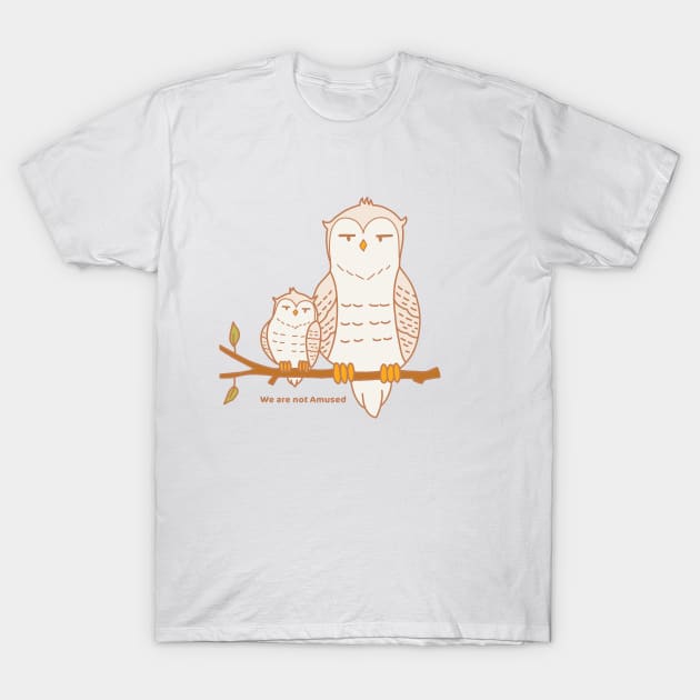 Cute Bored Owls Illustration T-Shirt by MariOyama